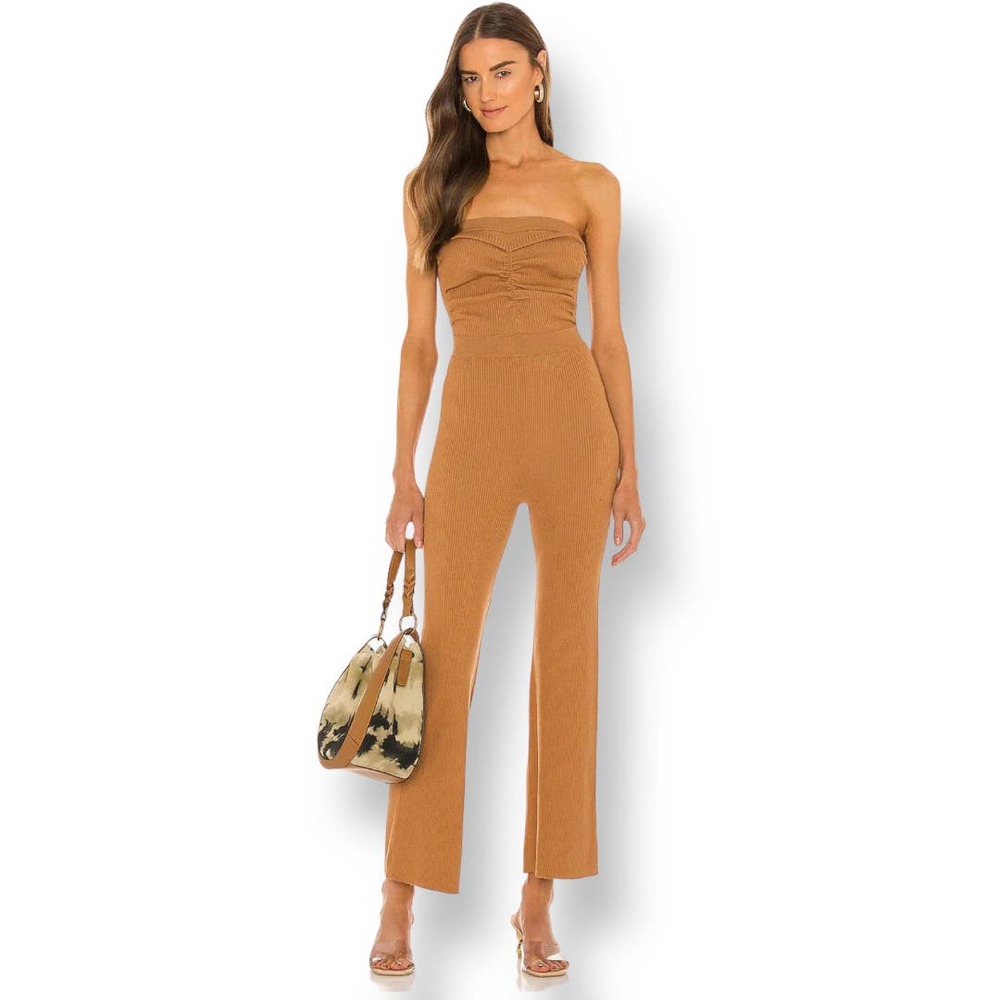 Revolve House of Harlow X Sofia Richie Efron Knit Jumpsuit Tan Size XS